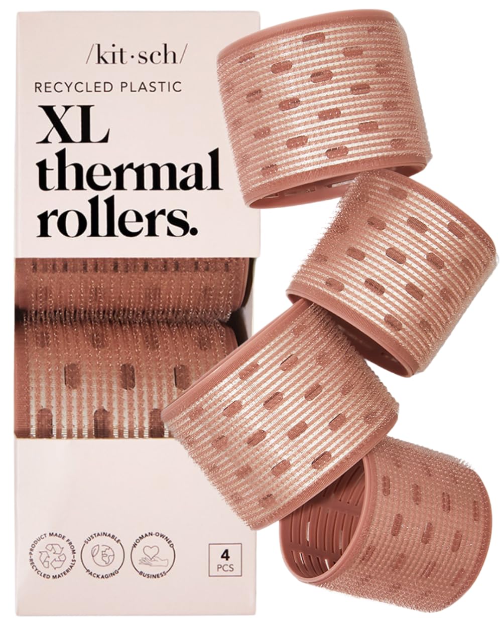 XL Ceramic Thermal Hair Rollers by Kitsch (4 rollers per pack)
